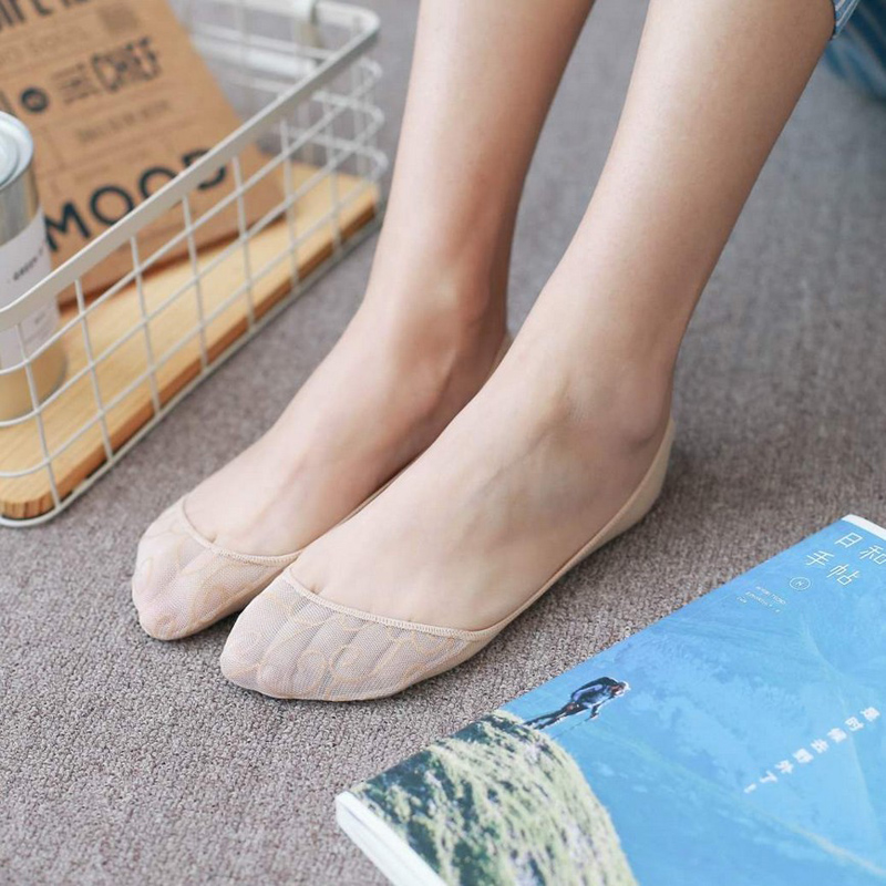 船袜女隐形袜浅口低帮夏季水晶丝网眼防滑棉脚底透气肉色防滑袜套