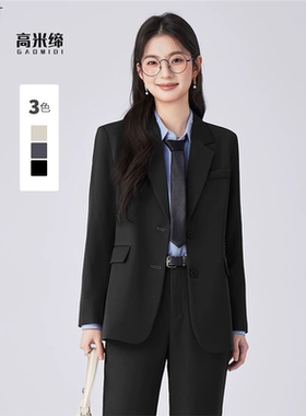 休闲黑色西装外套女大学生正装面试高级感通勤西服套装职业工作服