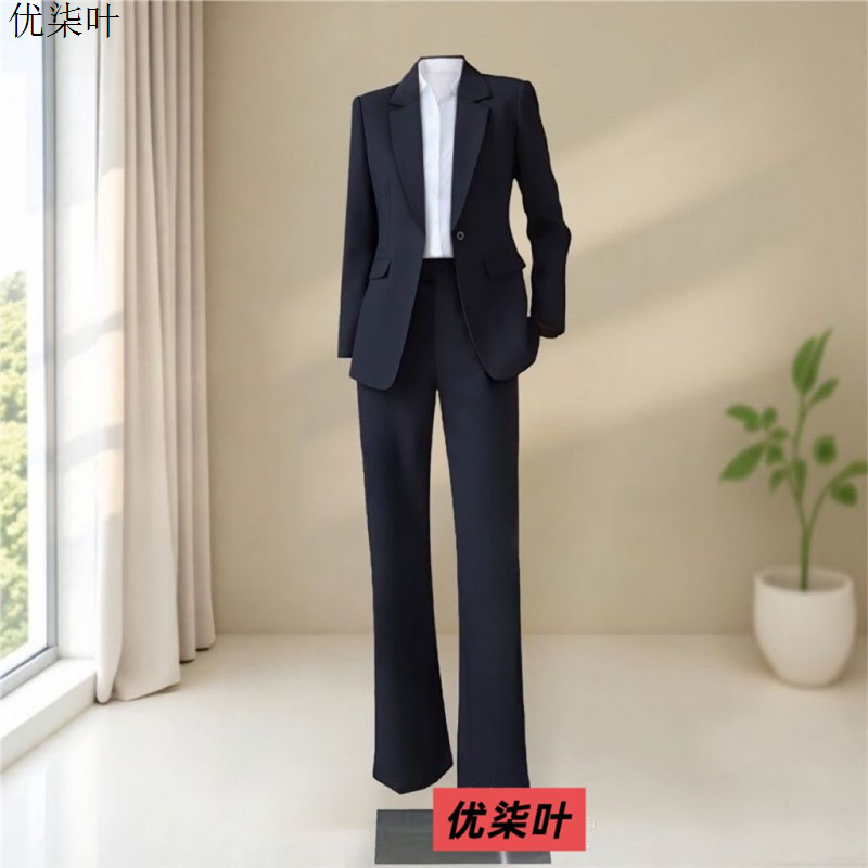 藏青色西装套装女秋冬工作服大学生考公面试职业正装气质西服正装