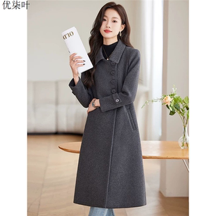 灰色毛呢风衣大衣女秋冬2025冬季新款高级感修身呢子长款加厚外套
