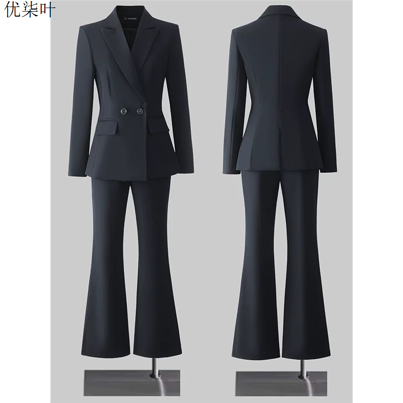 黑色西装套装女春秋大学生公考面试正装气质职业装西服外套工作服