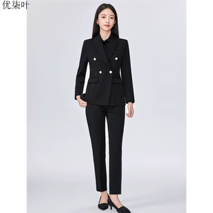 黑色职业西装套装女正装秋季2025新款大学生面试通勤穿搭西服外套