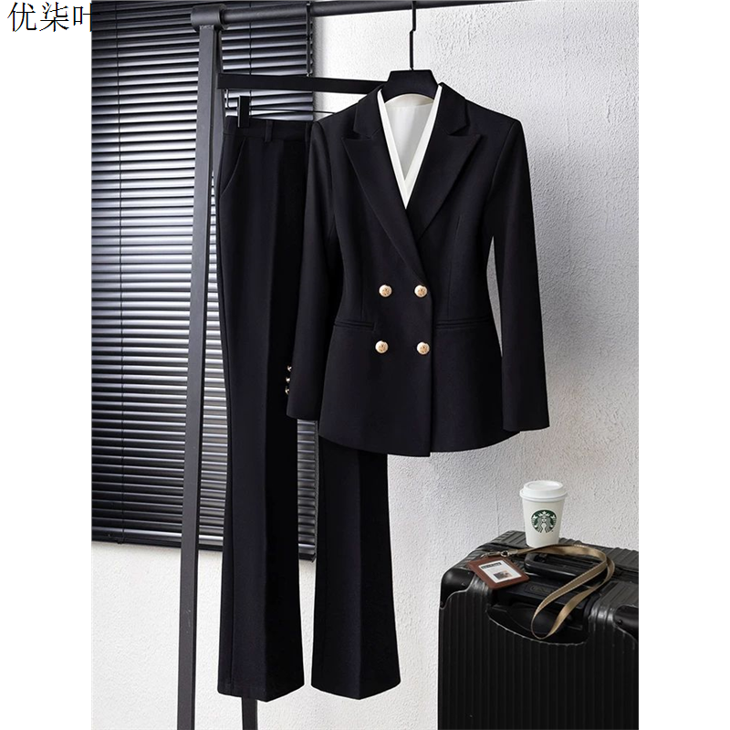 黑色西装外套女气质公务员教资面试穿搭职业套装女生大学西服正装