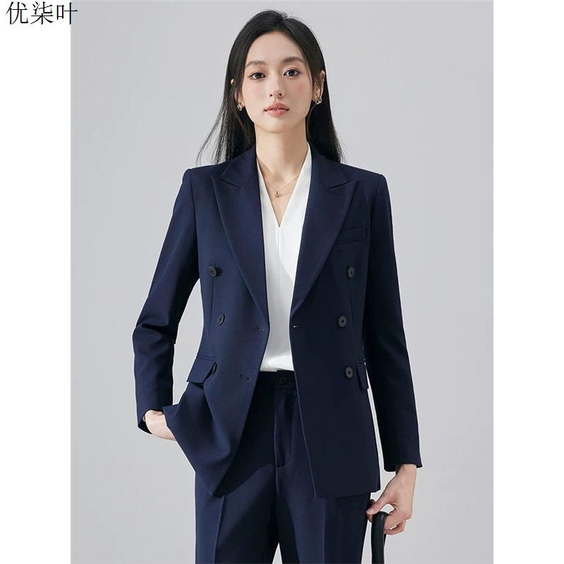 藏青色西装套装女2025新款秋冬季高级感气质小个子职业装西服外套