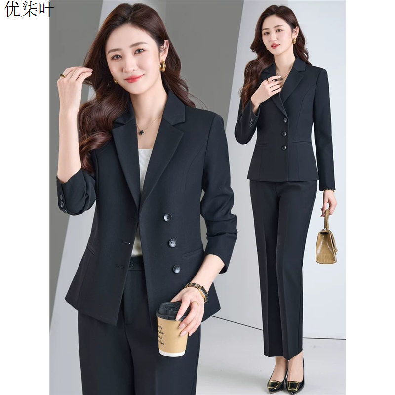 黑色西装套装女春秋职业装职场面试正装小个子女士西服外套工作服