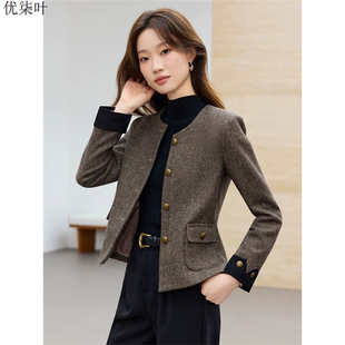 毛呢西装小香风外套女秋冬2025新款高级感小个子短款气质名媛上衣
