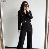 职业西服套装 高级感气质名媛小个子短款 外套女春秋新款 黑色西装