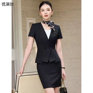 短款西装套装女夏季职业装气质珠宝店金店销售工装酒店前台工作服