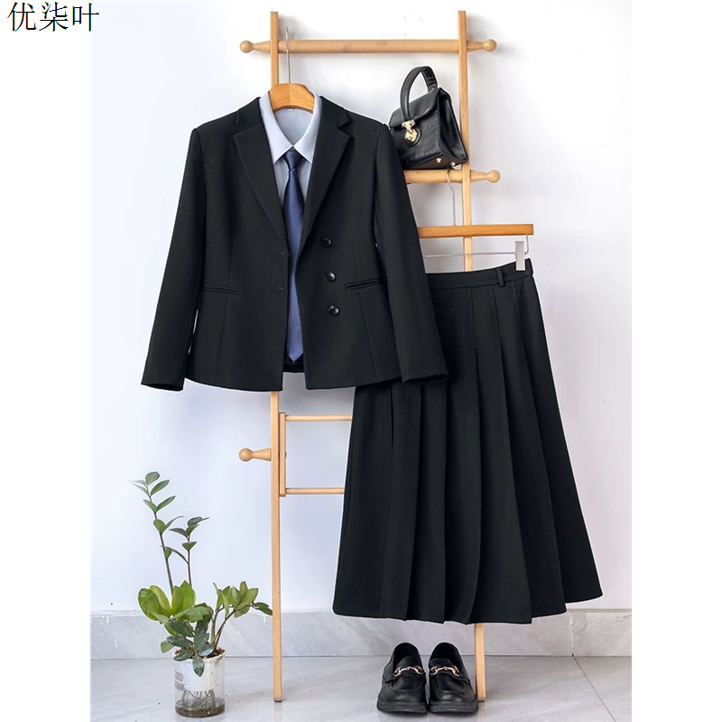 黑色西装套装女职业正装高级感大学生面试秋季女士小个子西服外套
