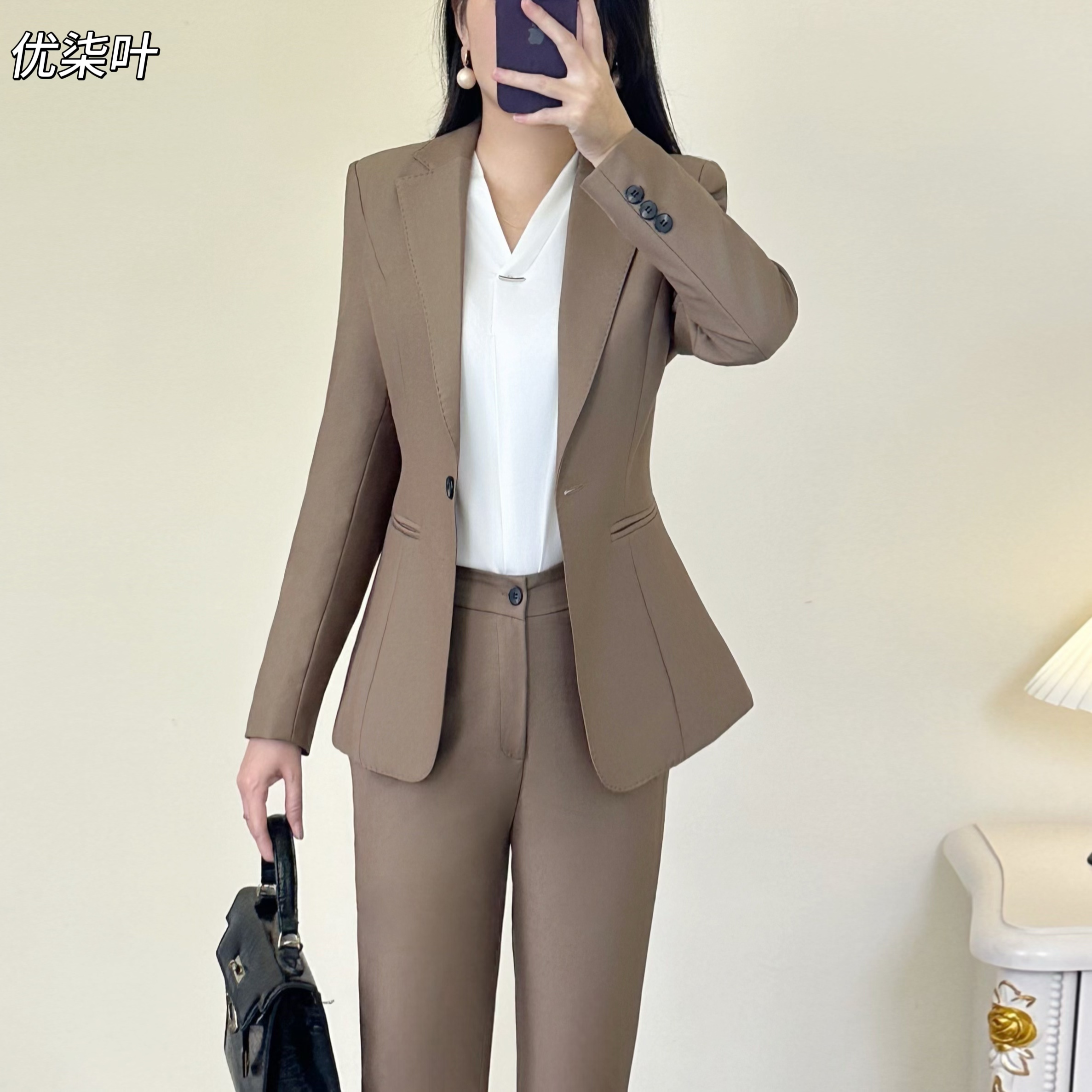 咖啡色高端西装套装女2025新款