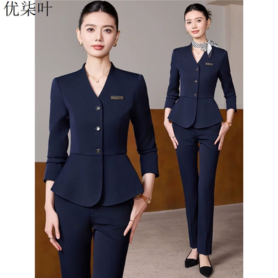 深蓝色西装套装女职业装2025新款高端气质女神范酒店经理前台工装