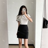 白衬衫 修身 制服短袖 工装 夏季 酒店前台工作服空姐职业套装 气质衬衫