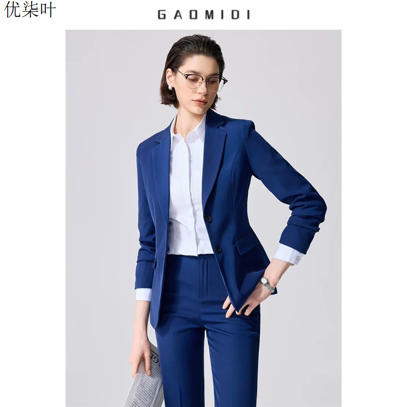 藏蓝色西装外套女职业正装高级感气质商务面试修身西服套装工作服