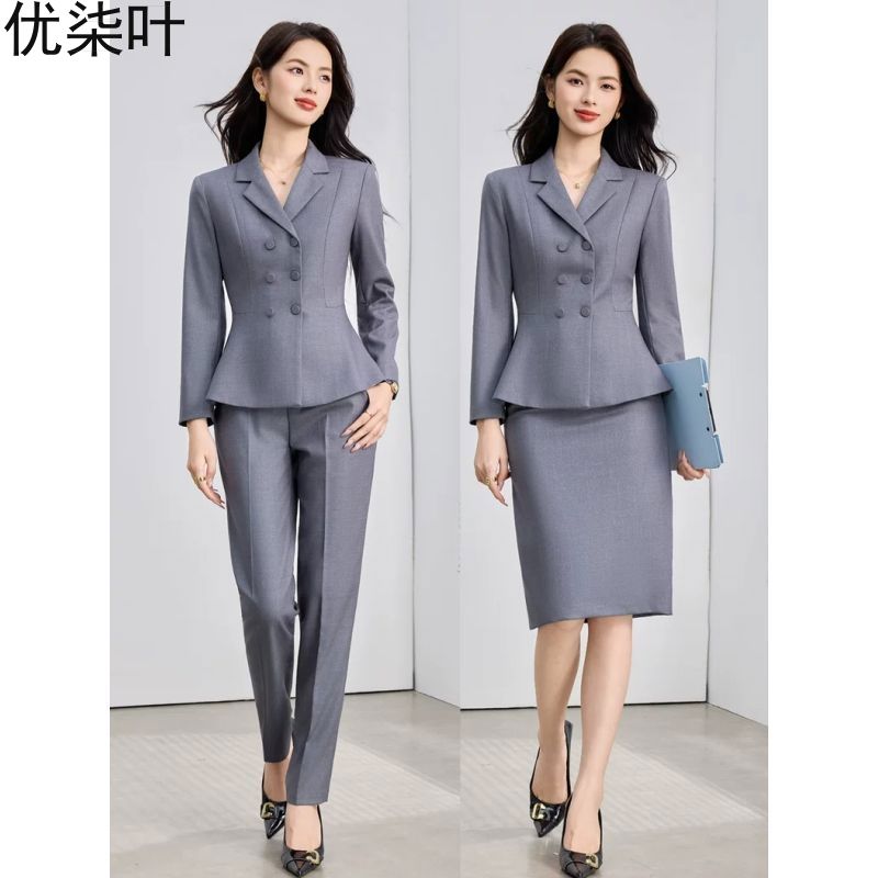 高端职业西装套装女秋冬2026新款气质干练前台工装酒店经理工作服