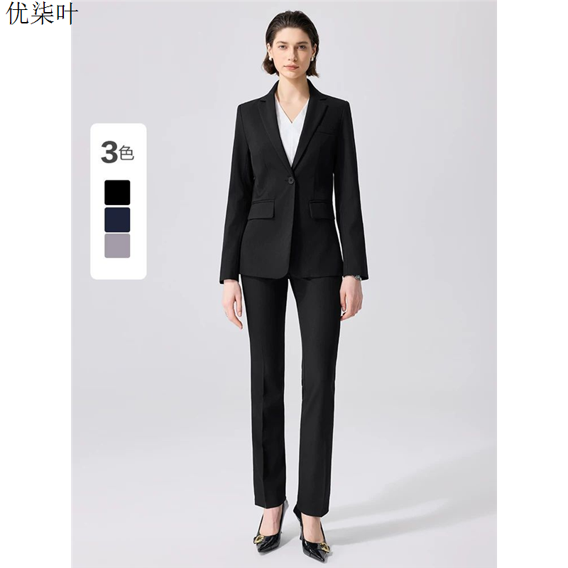 黑色西装外套女轻职场职业正装大学生面试套装银行工作服修身西服