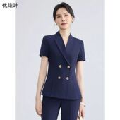 新款 女夏季 面试正装 酒店经理工作服前台工装 短袖 职业西服套装 西装