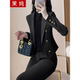 两件套小个子职场通勤正装 时尚 小西装 女春秋黑色高端精致短款 套装