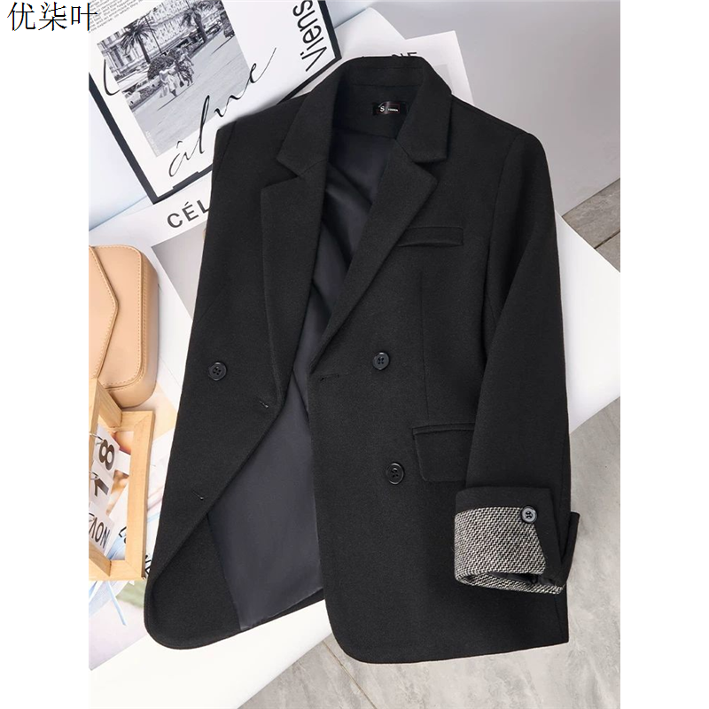 黑色羊毛西装外套女小个子秋冬2025新款职场通勤气质毛呢西服上衣