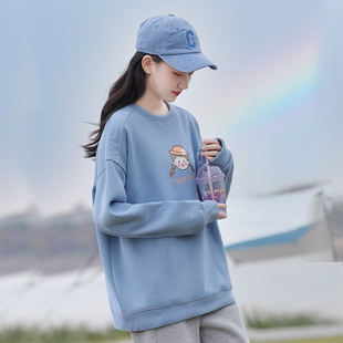 中学生春装女外套宽松卫衣少女13岁大童2025春季新款初中学生大码