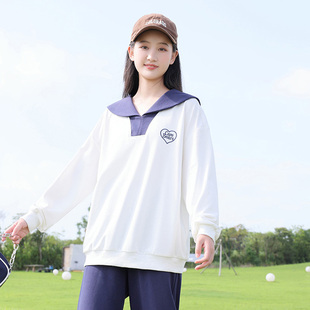 初中女生卫衣绒衫秋装中学生少女15岁秋季两件套高中生休闲运动服