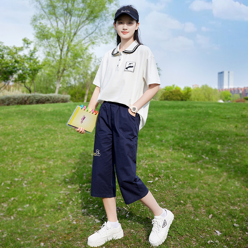 透气2024夏季POLO领休闲套装学生