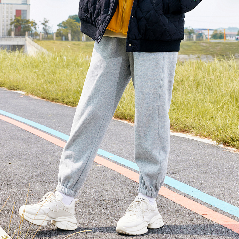 休闲运动风长裤束脚绣花休闲裤