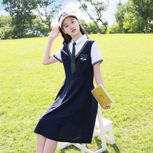 中学生连衣裙学院风初中生小黑裙少女裙子2023年夏季新款夏装高中