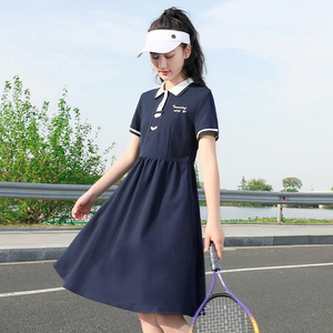 中学生连衣裙海军风初中生少女裙子2026年夏季新款夏装海军领白裙