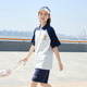 显瘦宽松短裤 时尚 T恤中学生韩版 女polo衫 跑步两件套 休闲运动套装