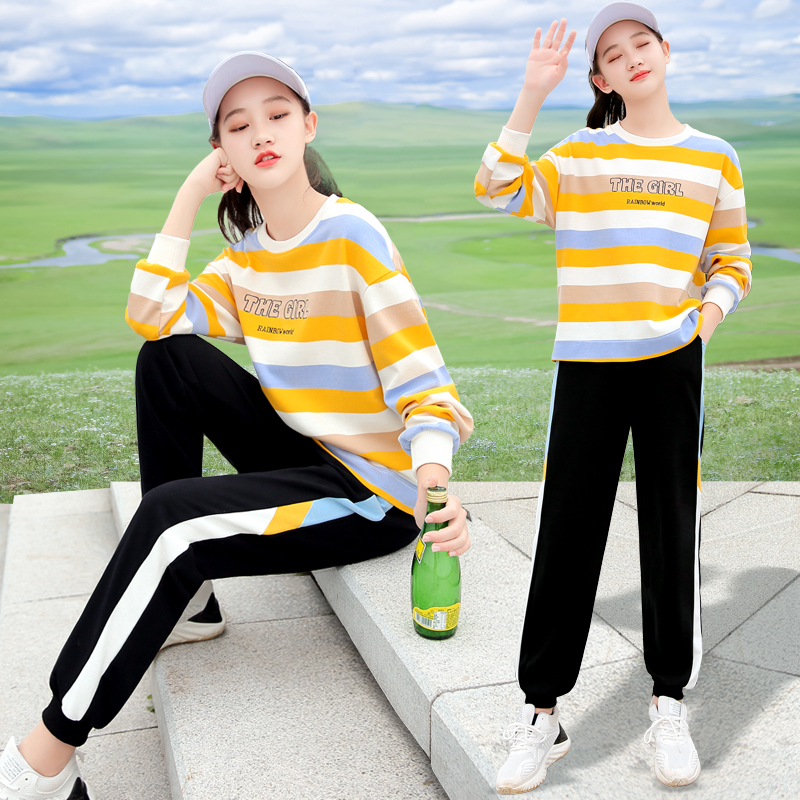 初中生秋装套装女13岁中学生运动装纯棉秋季宽松两件套高中生休闲