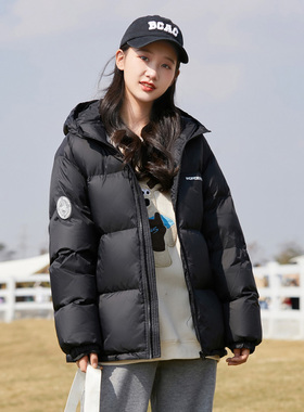 中学生冬季羽绒服黑色高中初中生外套少女装大童青少年时尚学院风