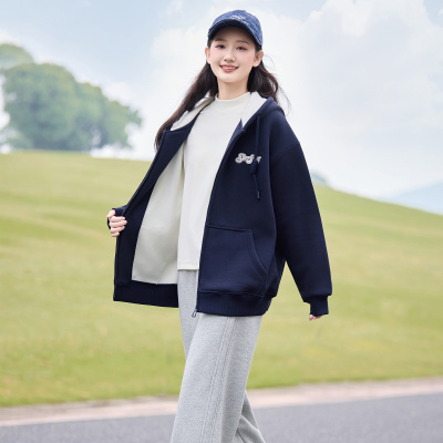 学生卫衣套装女加厚加绒外套短款