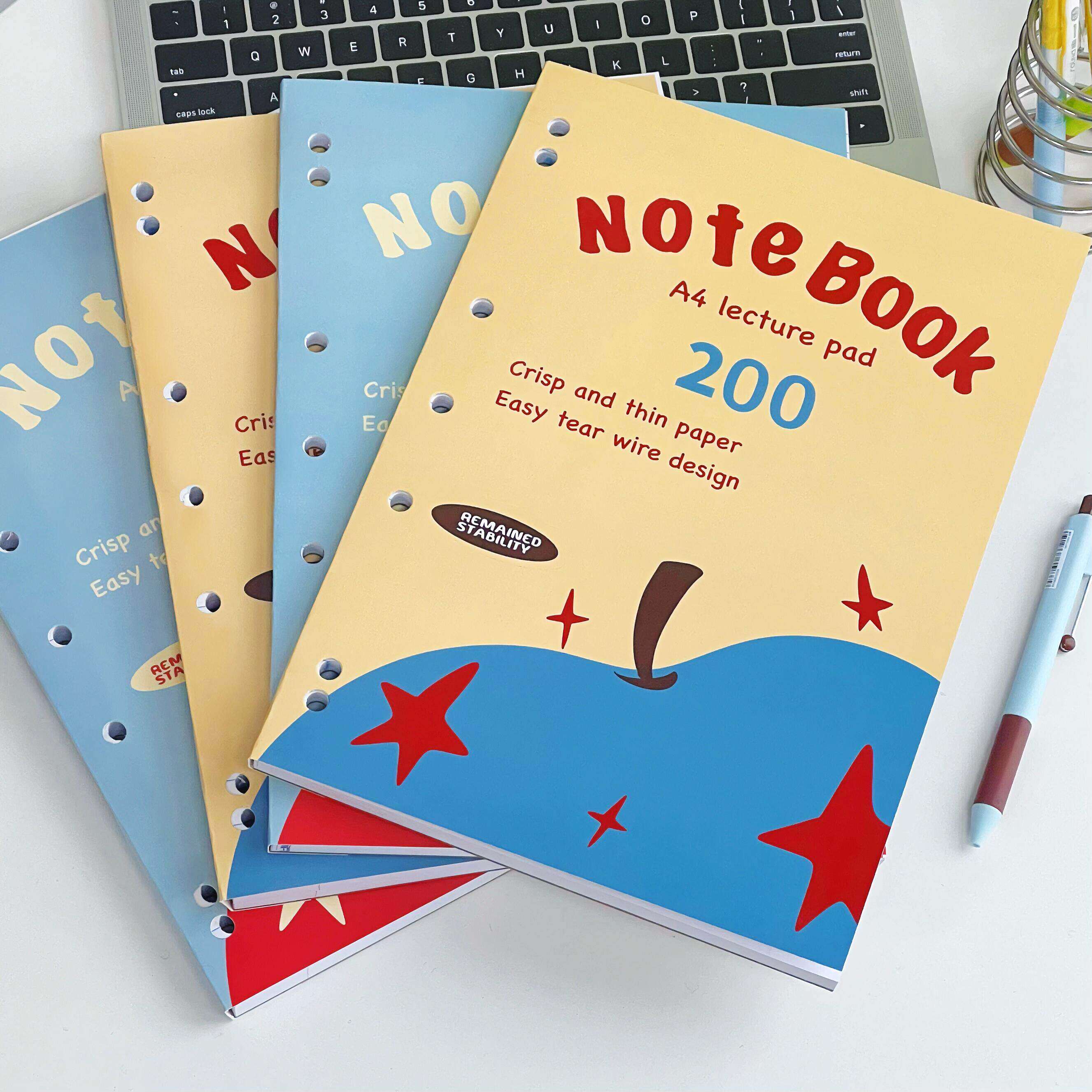 薄脆本A4笔记本200页400页横线页学生手帐本加厚易撕活页本