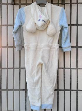 包邮卡通珊瑚绒连帽拉链冬季长袖长裤男女童小童家居服连体衣1659