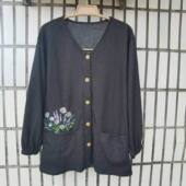 前开扣圆领有口袋里子薄绒松紧束口长袖 包邮 家务防污罩衣外套5560