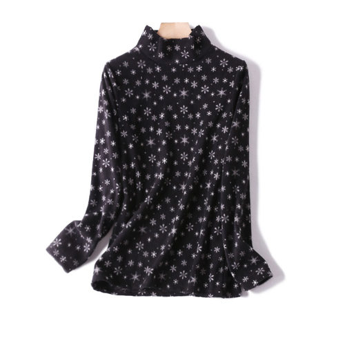 摇粒绒女长袖半高领柔软暖打底衫