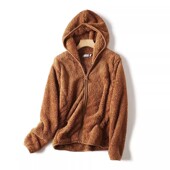 春秋柔软有弹力珊瑚绒拉链连帽女外套百搭多色纯色有口袋休闲 包邮