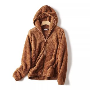 春秋柔软有弹力珊瑚绒拉链连帽女外套百搭多色纯色有口袋休闲 包邮