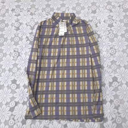 包邮日单半高领套头简约长袖家居T恤女秋季薄款修身打底有弹力961