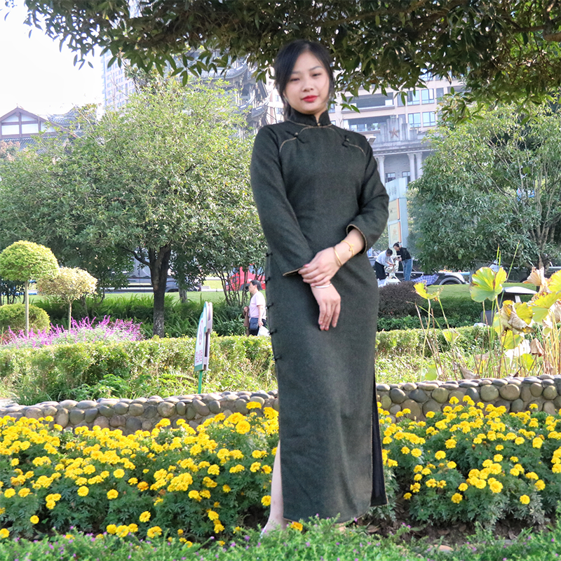 复古日常长旗袍无省修身