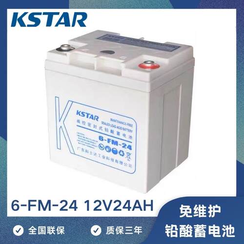 KSTAR科士达UPS不间断电源专用蓄电池6-FM-24铅酸免维护12V24AH