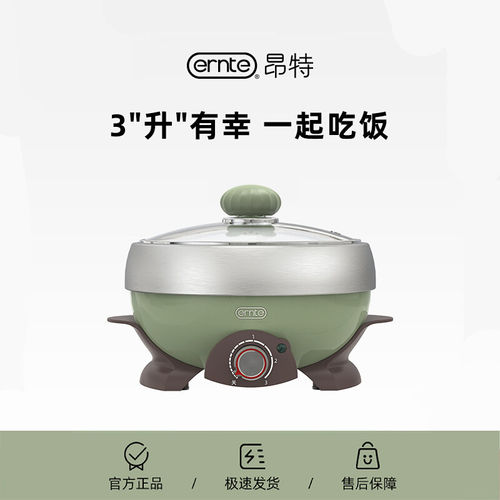 ERNTE昂特小绿锅多功能电火锅3升小型家庭电煮锅