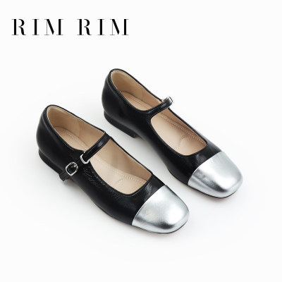 RIM RIM×ELLIE SHUANG法式玛丽珍鞋拼色平底圆头设计百搭单鞋真