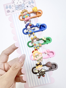 多巴胺儿童卡通边夹丑萌少女糖果色刘海夹可爱顶夹碎发夹饰5个装