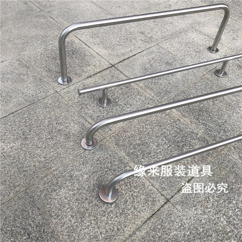 服装店不锈钢拉丝上墙正挂侧挂展示架银I色加厚简约陈列货架网红