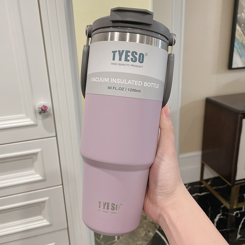 咖啡保温杯女生高颜值杯子男士车载E网红大容量不锈钢新款吸管水