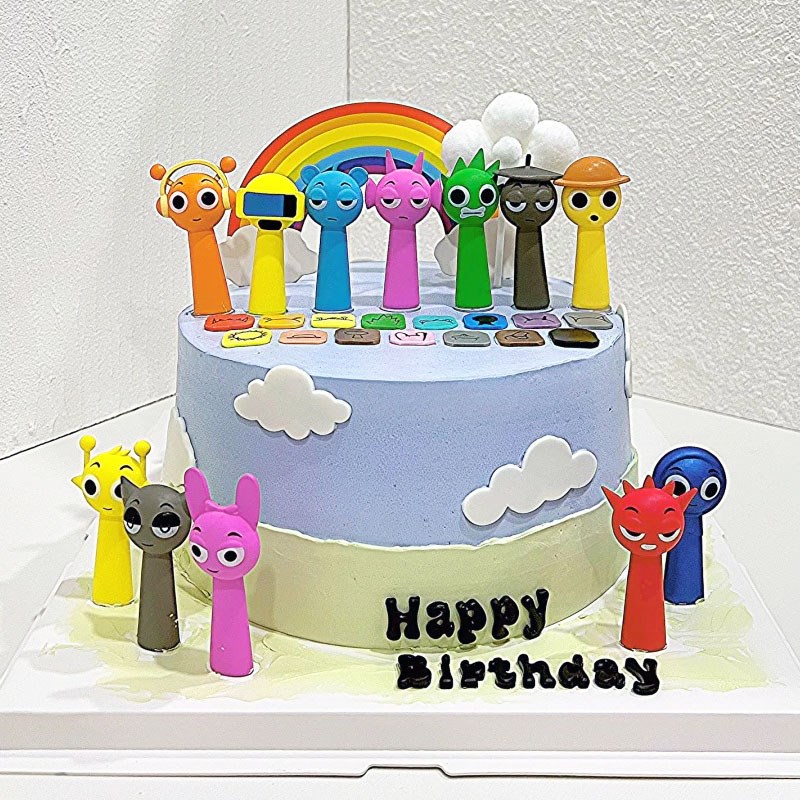 节奏小盒子蛋糕装饰摆件瑞迪小金格卡F通儿童生日周岁烘焙装扮配