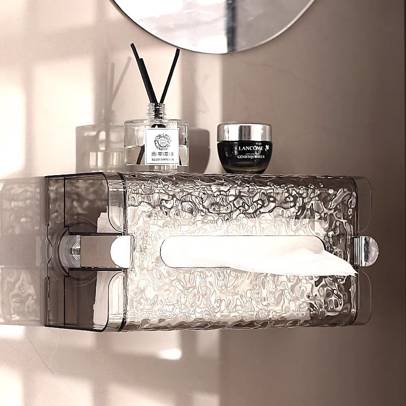 吸盘纸巾盒洗脸巾收纳盒壁挂式免打孔H置物架卫生间厕所面巾抽纸