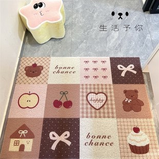生活予你韩系格子拼图家用入户门地垫进门玄关门垫可裁.剪门口脚