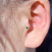 祖母绿帝王绿小钻耳骨钉耳蜗钉软骨钉小耳钉双钻医用钢防过敏细针